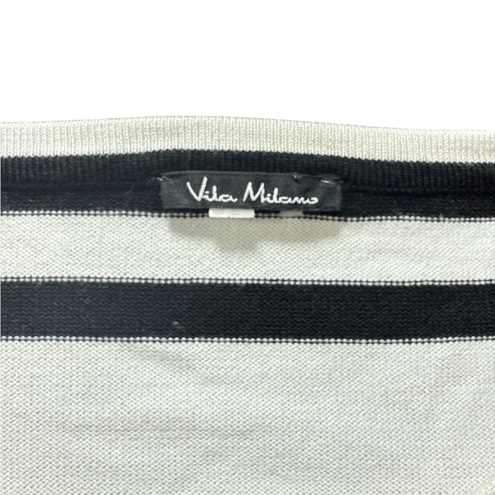 Vila Milano Striped Bell Sleeve Sweater Medium Black White Nautical Knit - Picture 6 of 7